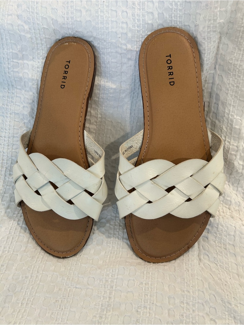 torrid Braided White Slide Sandals